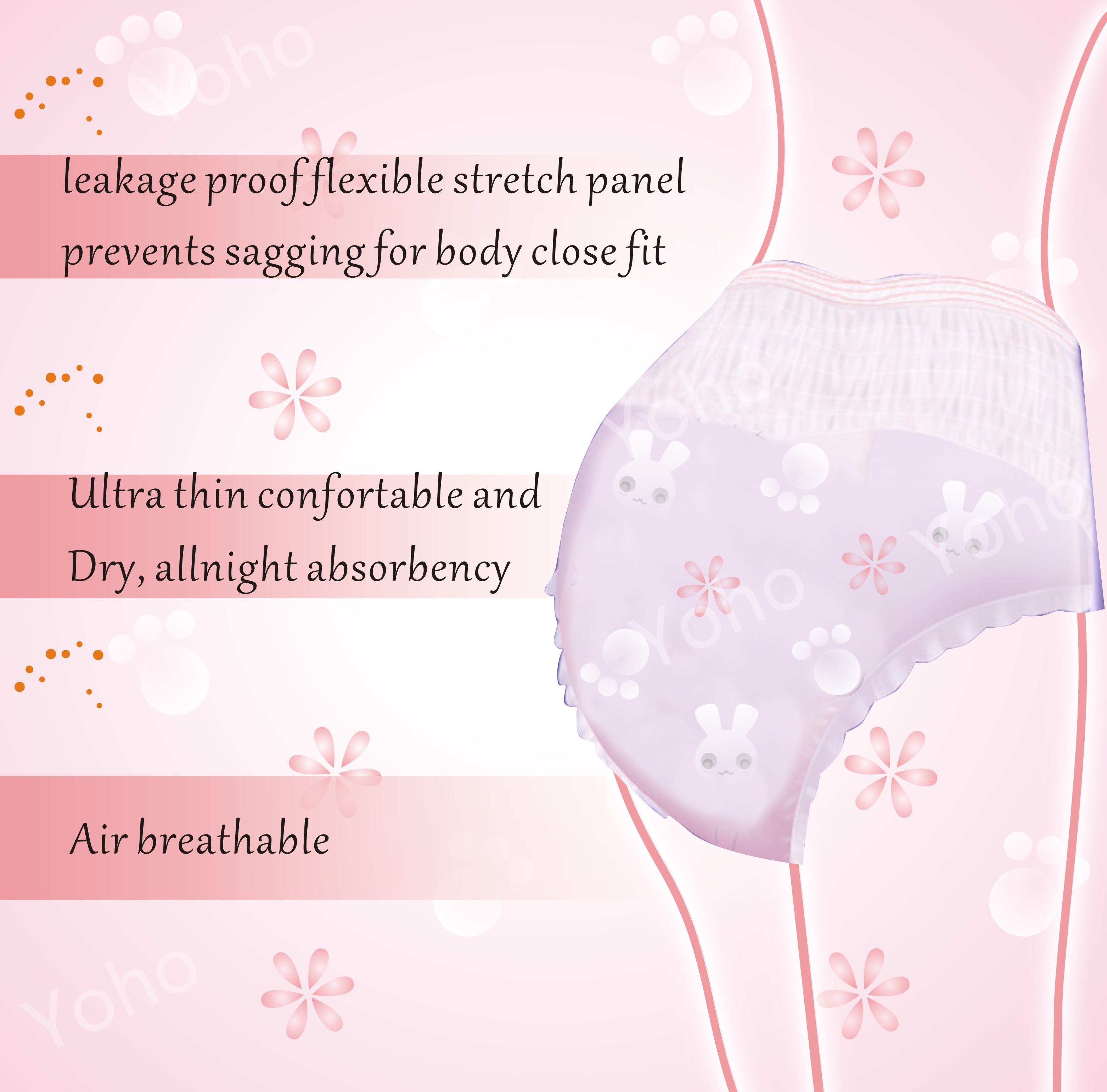Ultra soft menstrual disposable panties for girls