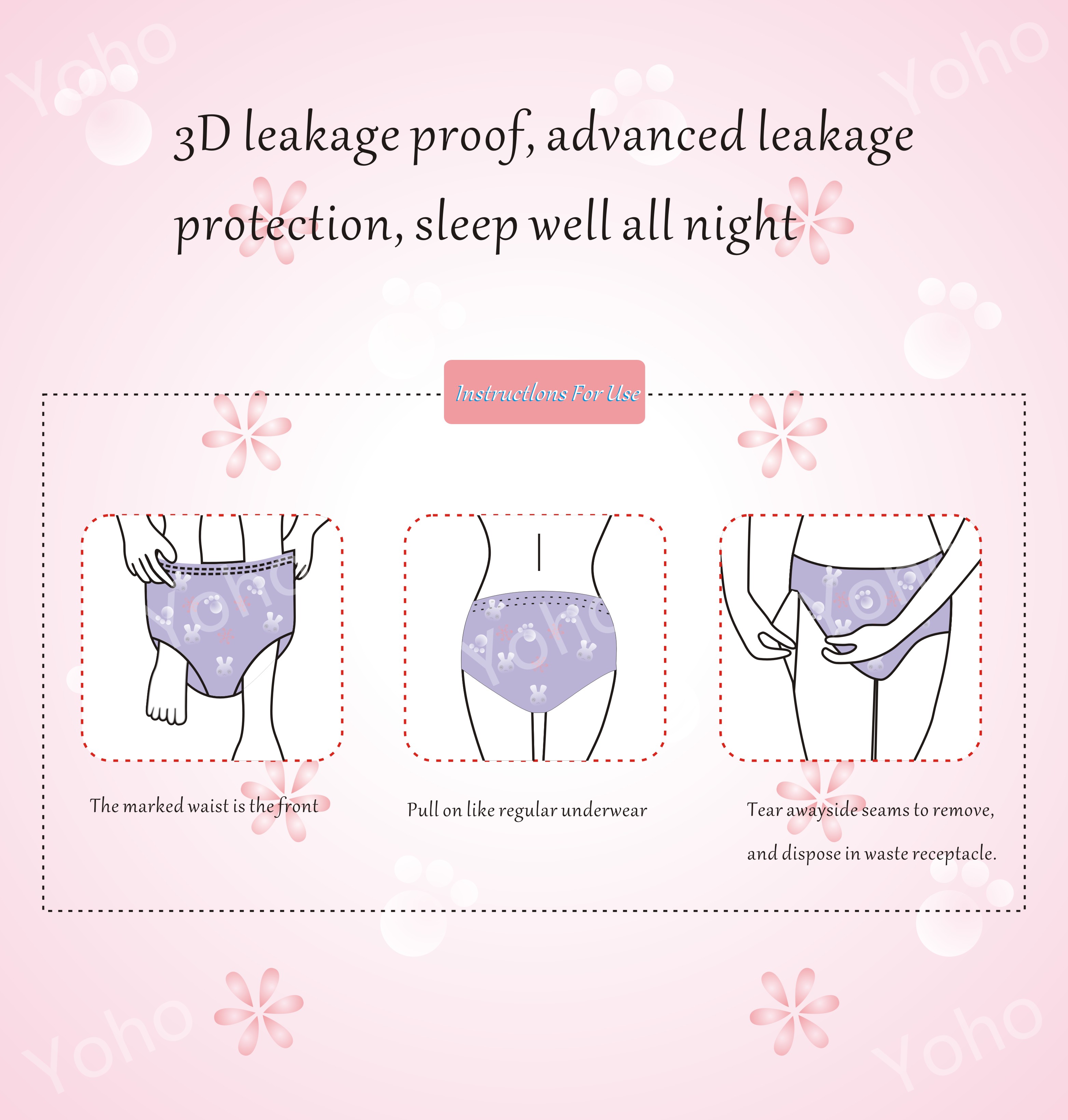 Ultra soft menstrual disposable panties for girls